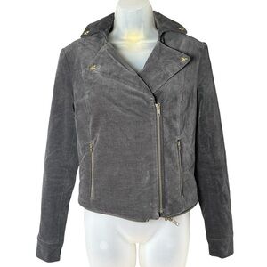 Vaute With Love Brooklyn Grey Moleskin Moto Coat Stars Vegan Handmade Women’s S